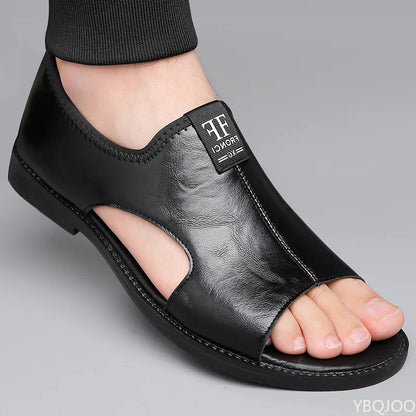2025 Roman Sandals Summer new Men's Shoes Casual anti-skid driving leather shoes Breathable trendy soft soled Male sandals Homme