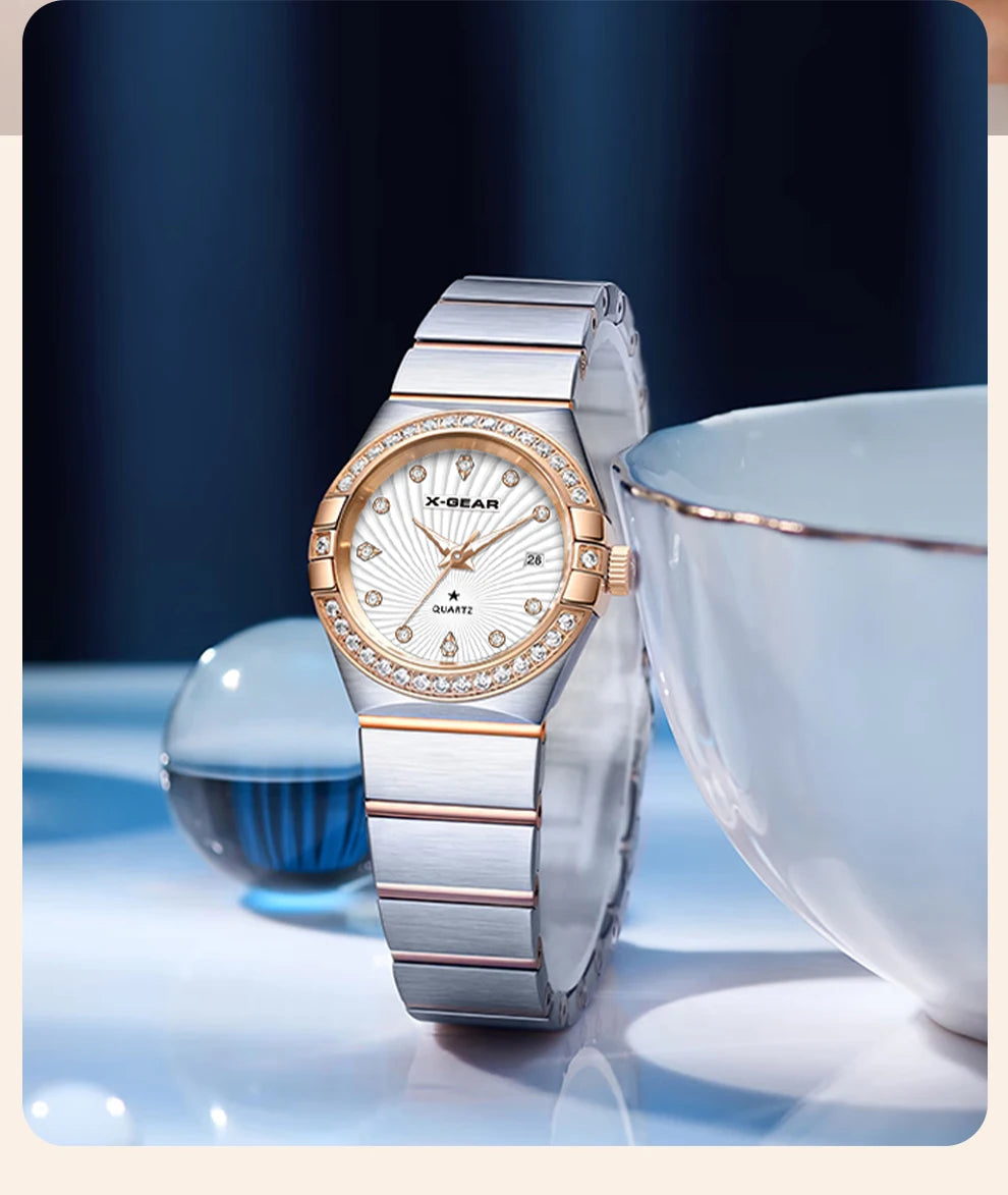 New Luxury Trendy Ladies Watch Luminous Waterproof Stainless Steel Date Woman Watch Fashion Elegant Quartz Women's Watches