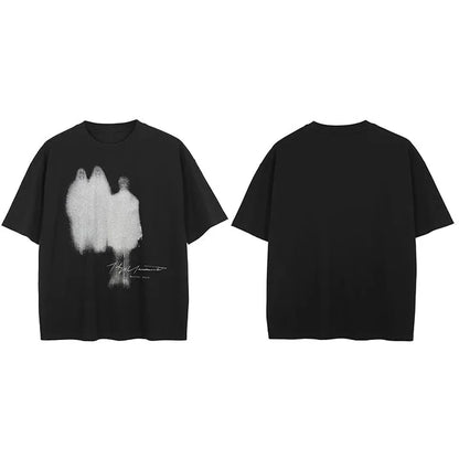 T-Shirt Streetwear Shadow Graphic T Shirt Cotton Hipster Men Tshirt Unisex Tops Tees Black Hip Hop Clothing