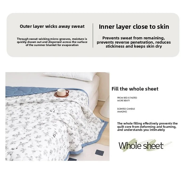 Washed cotton summer quilt skin-friendly grinding summer cool quilt printing student dormitory air conditioner quilt edredones colchas para niñas