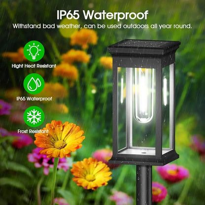 Waterproof LED Solar Lights for Garden Yard Driveway - Automatic Pathway Lighting Outdoor Landscape Lighting Auto On/Off at Dusk
