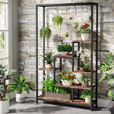 Tall Metal Plant Shelf with Hooks — product image