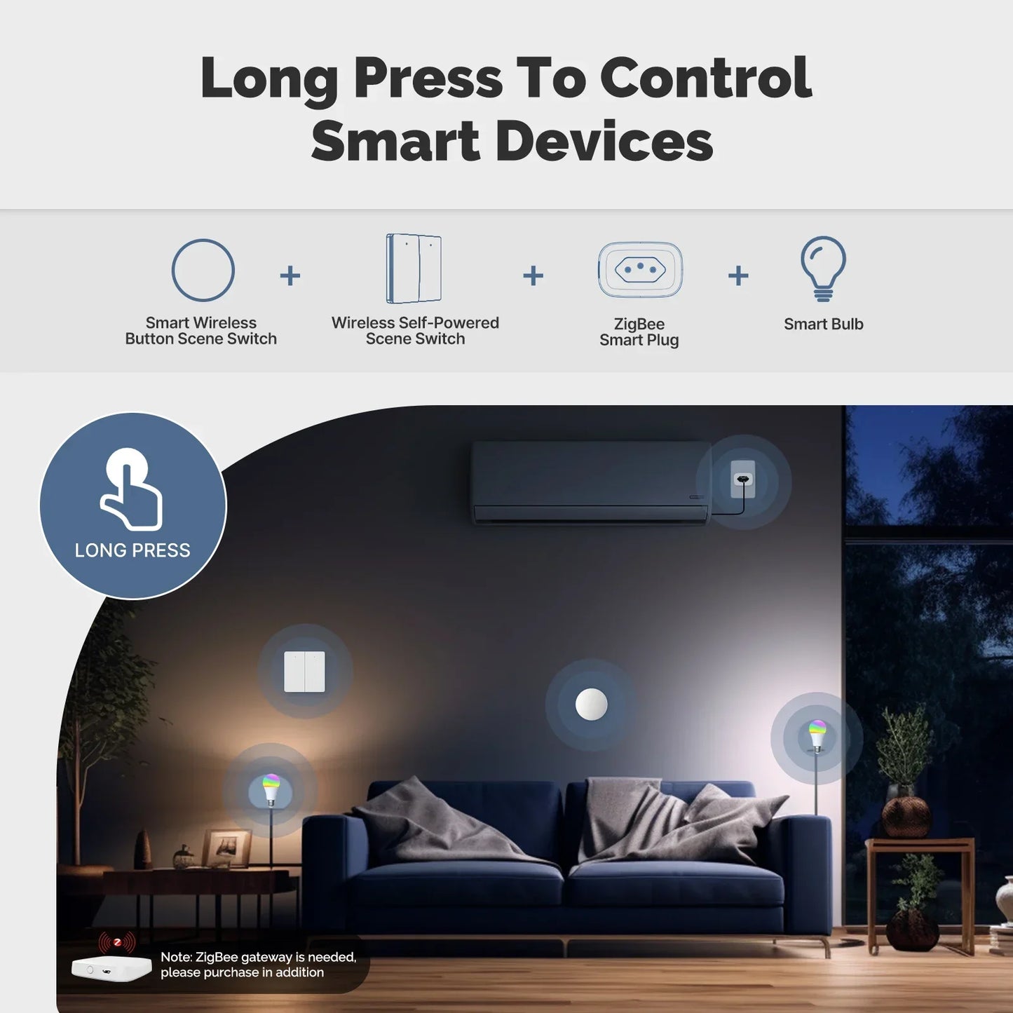 MOES ZigBee Smart Wireless Button Scene Switch Tuya BatteryPowered Mobile Setting Multi-scene Linkage Wireless Remote Controller