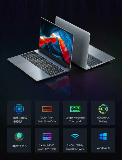 LENOU Ultra Slim 15.6" Laptop 32GB 2TB Windows 11 Intel Core i9-9880 Gaming Office Portable Business Student Notebook Computer