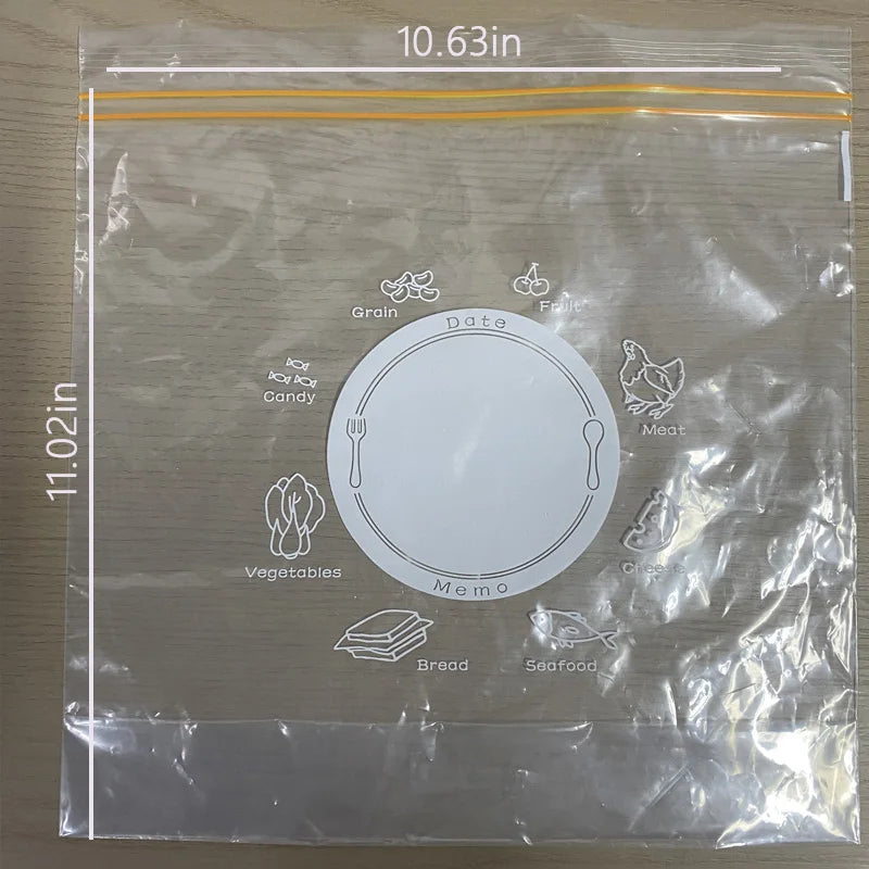 50Pcs Heavy-Duty Double Ziplock Freezer Bags - 10.63×11.02in Clear Food Storage Bags with Write-On Panel for Seafood, Vegetables