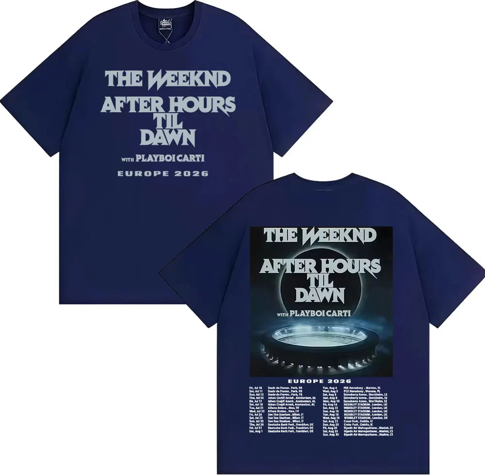 The Weeknd After Hours until Dawn Printed men's fashion Hip-hop short-sleeved T-shirt Retro Casual short-sleeved T-shirt