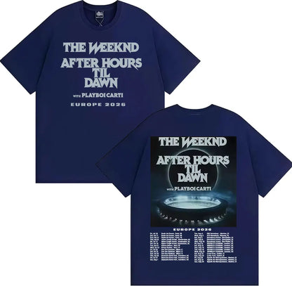The Weeknd After Hours until Dawn Printed men's fashion Hip-hop short-sleeved T-shirt Retro Casual short-sleeved T-shirt