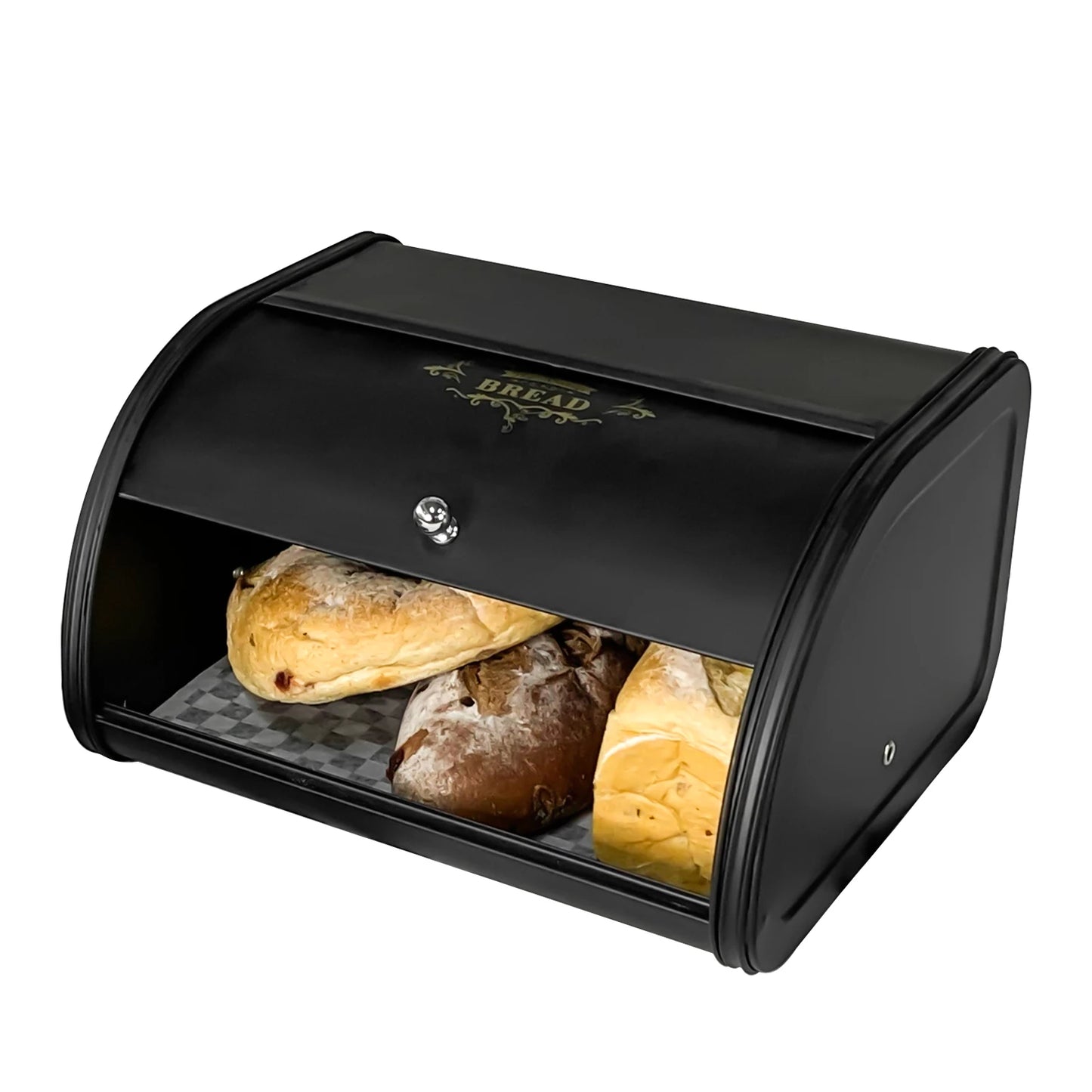 Metal Bread Box Black bread Bin Bread Storage box Food Storage Containers for Kitchen Large household Food Container