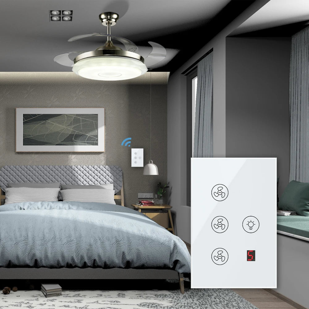 tuya Zigbee Smart fan switch Network connection APP remote control Alexa and Google Assistant AC110V 220V voice control