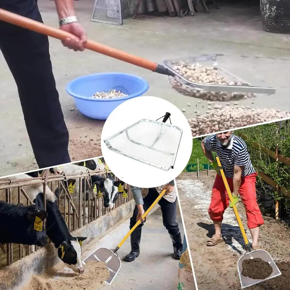 Garden Sifter for Soil Sturdy Stainless Steel Soil Sieve with Easy Grip Handle Ergonomic Portable Farm Shovel Multifunctional