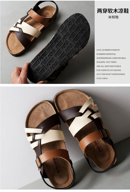 2022 New Summer Fashion Men Leather Sandals Outdoor Comfortable Breathable Sports Casual Non-Slip Beach Luxury Sandals