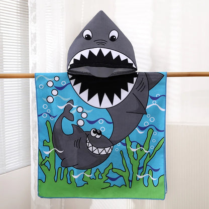 1 Pack of Cartoon Hooded Poncho Bath Towels for Children Aged 2-7, Made of Polyester Fiber with Strong Water Absorption, Cartoon-Themed Bath Towel, Suitable for Beach Trips, Bathroom Supplies