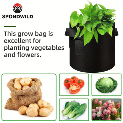 SPONDWILD 10 Pcs set Thickened Potato Planting Bag 3/5/7/10/15 Gallon Garden Non-Woven Fabric Gardening Pot Vegetable Flowerpot
