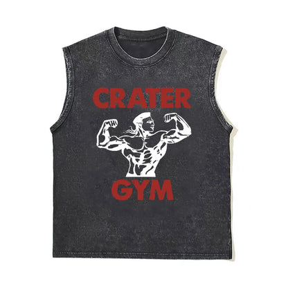 Washed Vintage Powerhouse Gym Logo Double Sided Print Tank Tops T-shirts Men Women Casual Oversized Geek Fitness Vest T Shirts