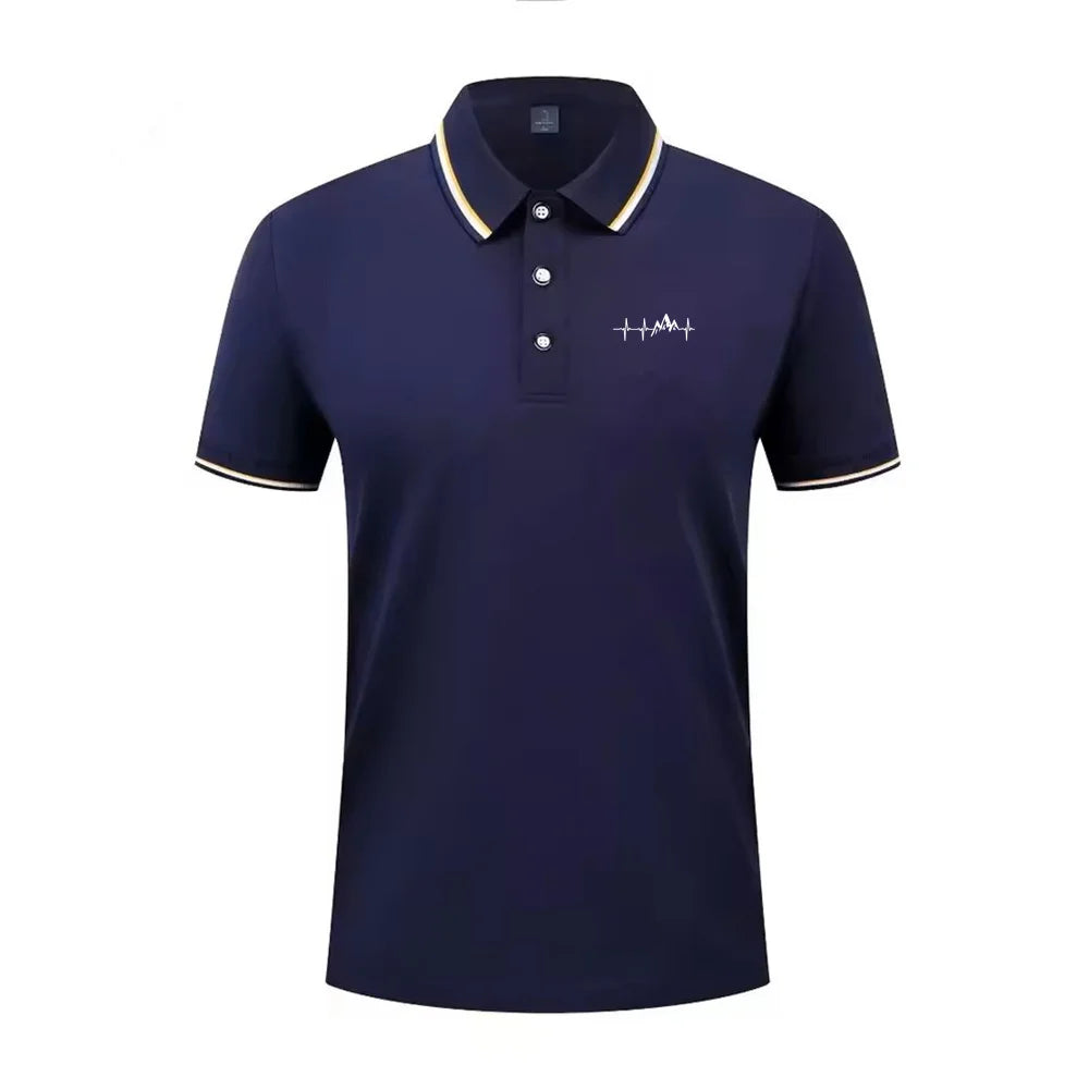 Summer men's 100% polyester fashion Milan print casual knight stripe lapel short-sleeved shirt polo shirt top