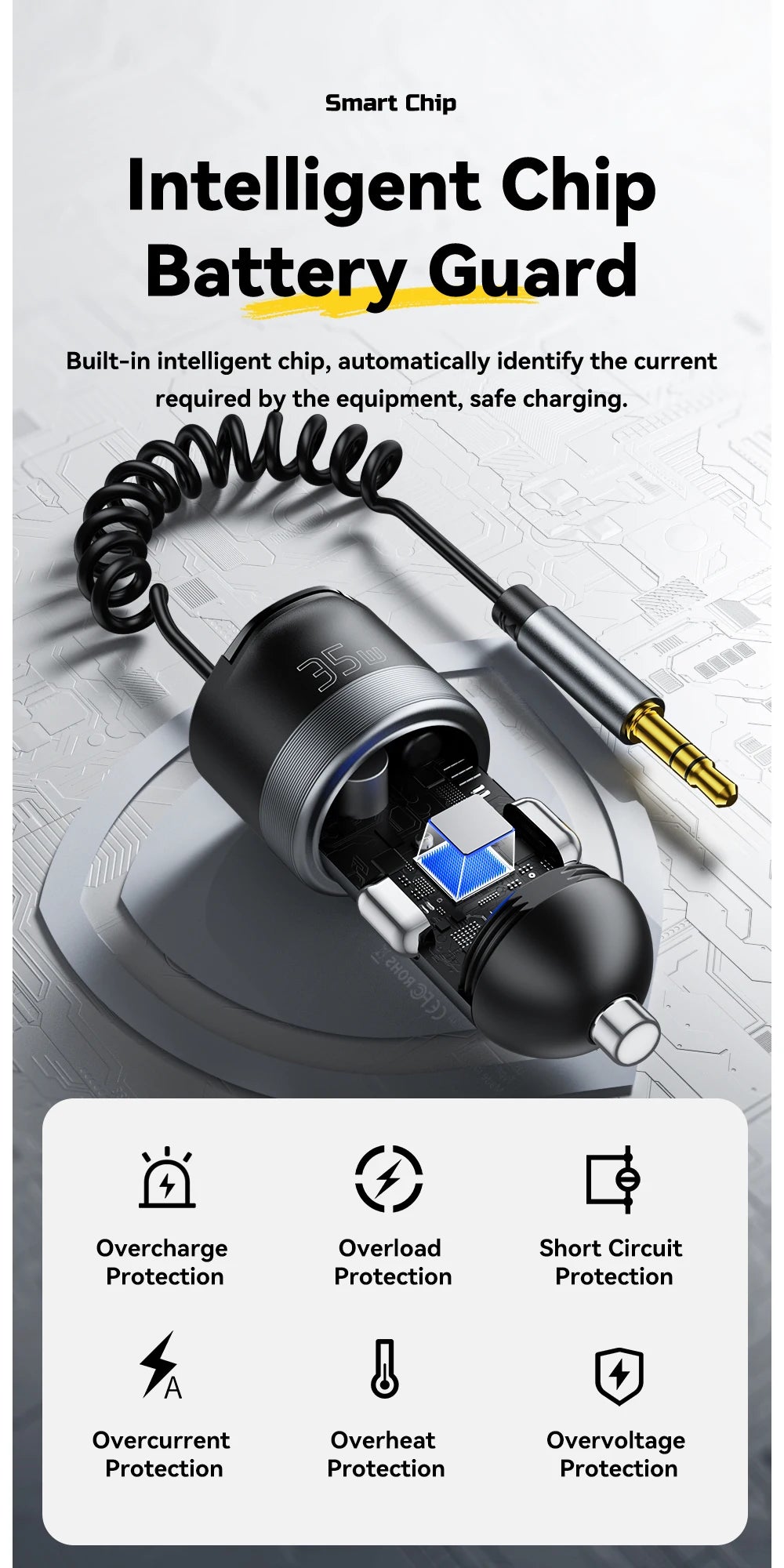 Essager Bluetooth 5.3 Car Charger 3.5mm Jack AUX Cable 35W Fast Charging for iPhone16 15 Huawei Samsung Bluetooth Car Chargers