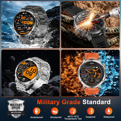 MEVADEN 1.85 inch Steel Smart Watch Men Bluetooth Call Smartwatch Sports Flashlight 1000mAh Health Monitor Watch for Male MD60