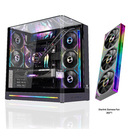 WJCOOLMAN AITO Plus ATX PC case 9.16-inch screen RGB light strip 360 water cooler Integrated curved glass computer case