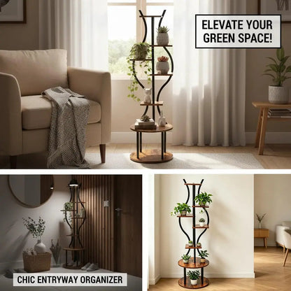 Space-Saving 7-Tier Metal Plant Stand – 57" Tall Indoor Plant Shelf for Living Room, Bedroom, Balcony – Modern, Stable, Rust-Proof – Vertical Flower Display Rack