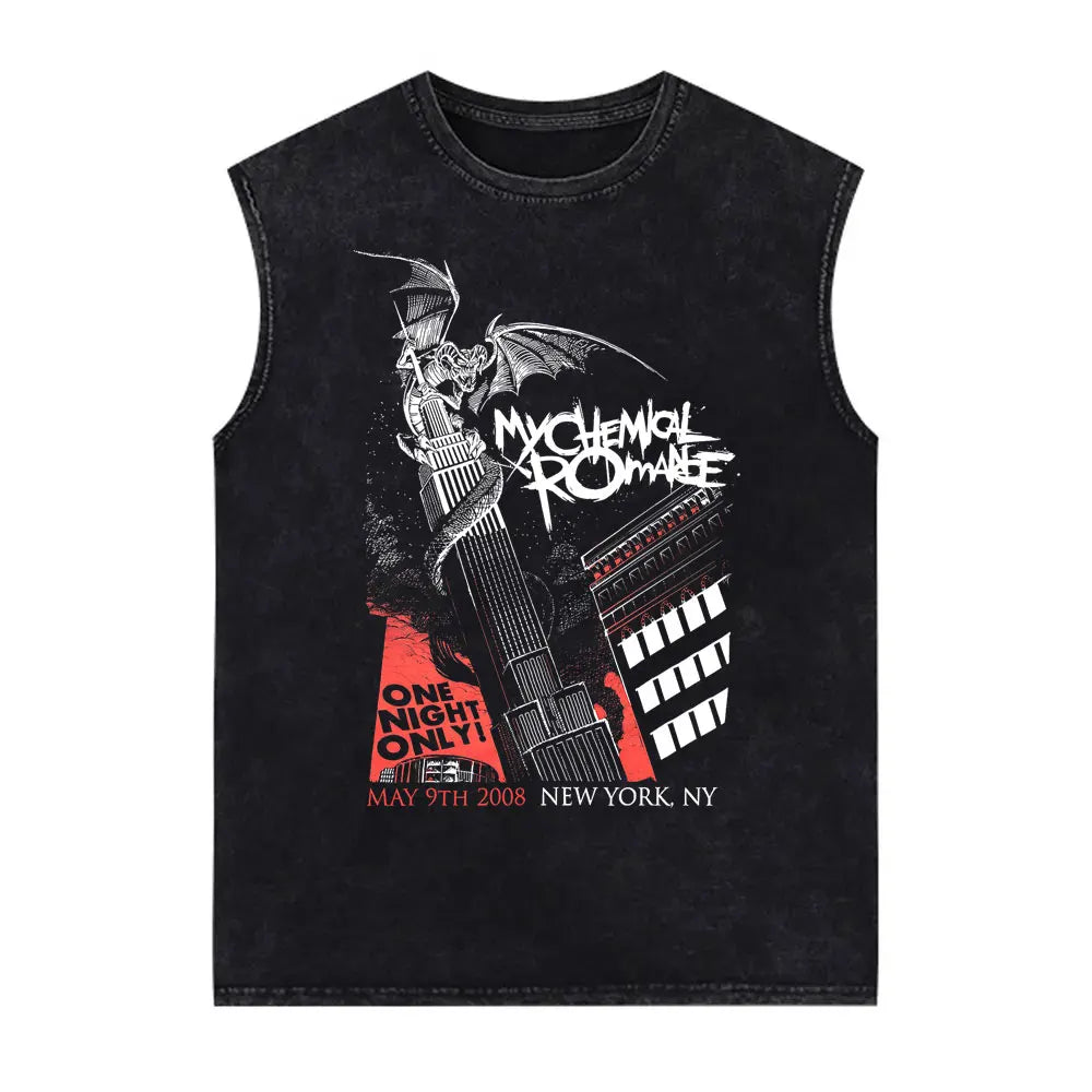 My Chemical Romance Vintage Washed Tank Tops Three Cheers for Sweet Revenge Sleeveless Vest Men Retro Punk Emo Rock Band T-shirt
