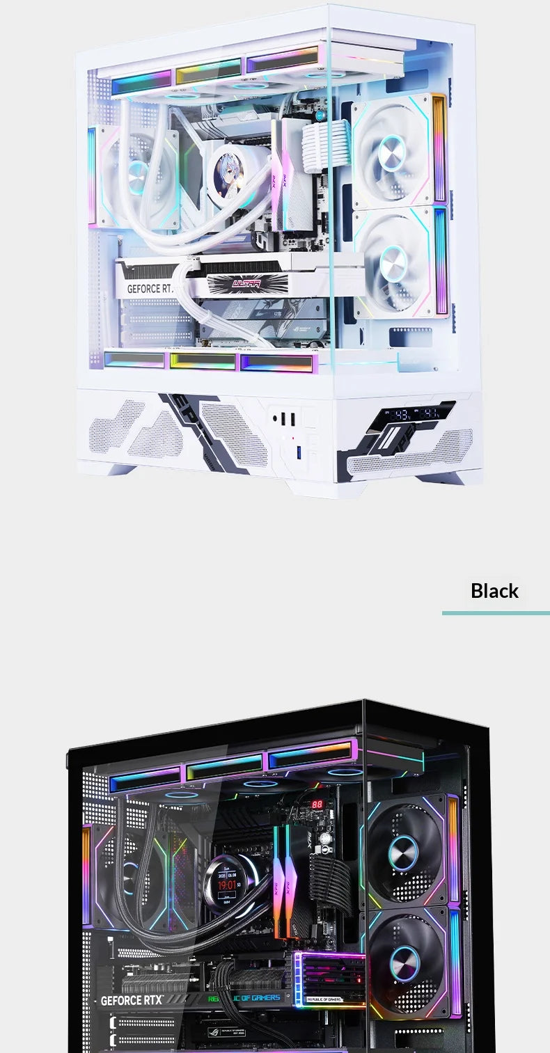 WJCOOLMAN Millennium ATX PC case screen/digital display supports 360 water cooled sea view room Customize screen computer case