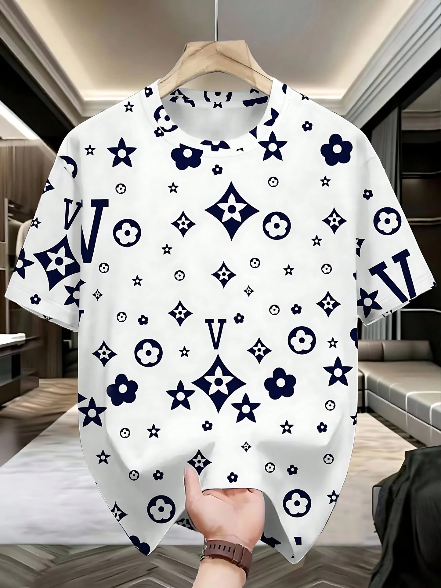 The new men's T-shirt for the summer of 2025 features a casual fashionable soft and breathable 3D pattern print