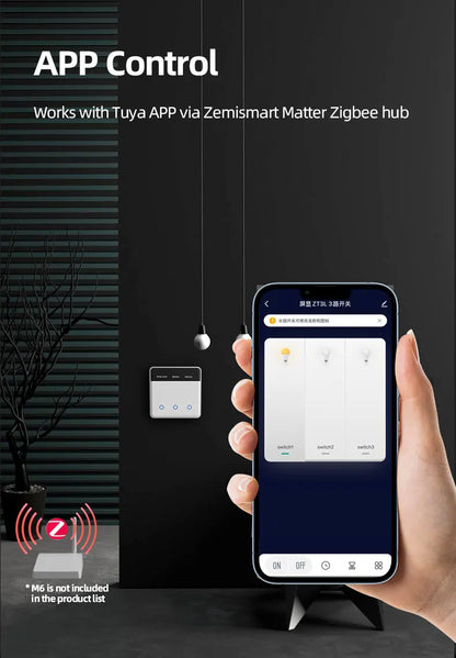 Zemismart DIY Name Switch EU Type Zigbee Smart Display Screen Touch Light Switch Works with Tuya Alexa Google Home Voice Control