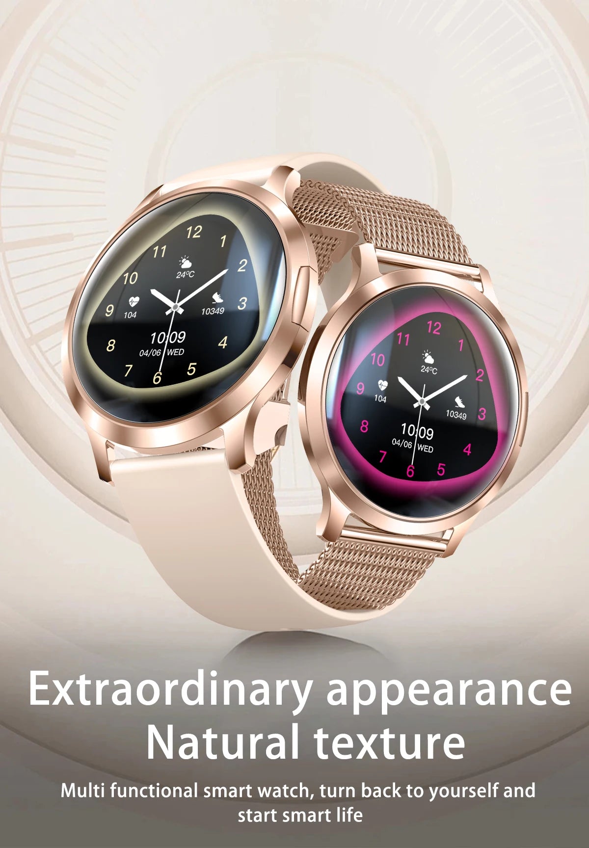 2026New Ultra-thin Women Smart Watch HD AMOLED Full Touch Screen Bluetooth Call Blood Pressure IP68 Waterproof NFC 7.3mm bracele