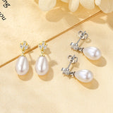 Oxtao Leaf & Pearl-Detail Drop Earrings — view 4