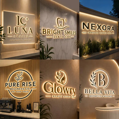 Custom Business Logo Backlit Metal Sign LED Letter for Personalized Brand Beauty Salon Spa Clinic Outdoor Shop Signage CE/UL