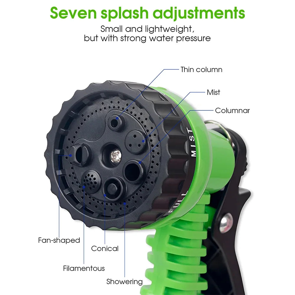 50FT Expandable Magic Hose Lightweight Design Durable Materials 7 Water Spraying Functions Gun Home Garden Watering Tools
