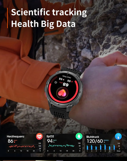 2026 T-Rex3 Ultra 1100mAh Battery 170+Sport Fitness LED Flashlight IP68 Waterproof Bluetooth call GPS track Smartwatch Compass