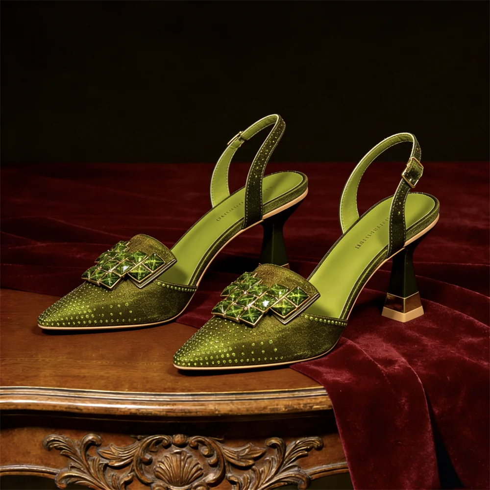 Venus Chan Elegant High Heel Shoes for Women - Sparkling Diamond Accents, Pointed-Toe Design Perfect for Parties and Commuting