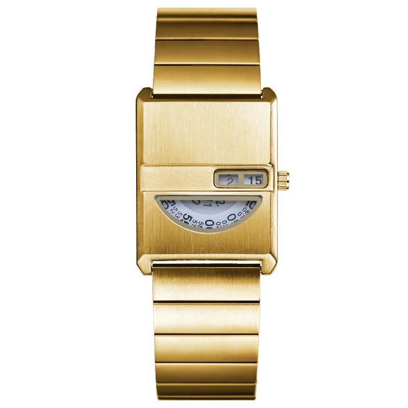 Square Sports Watch for Men Silver Stainless Steel Strap Luxury Brand New in Men's Watches High Quality Gifts Quartz Watch