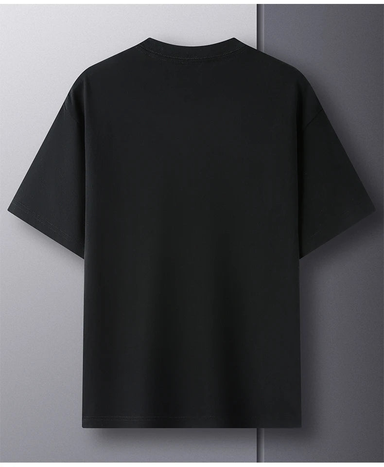 High quality 100% cotton short sleeve men's T-shirt summer round neck loose casual solid color plus size breathable top women