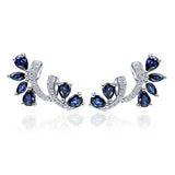 Blue Crystal Flower Earrings