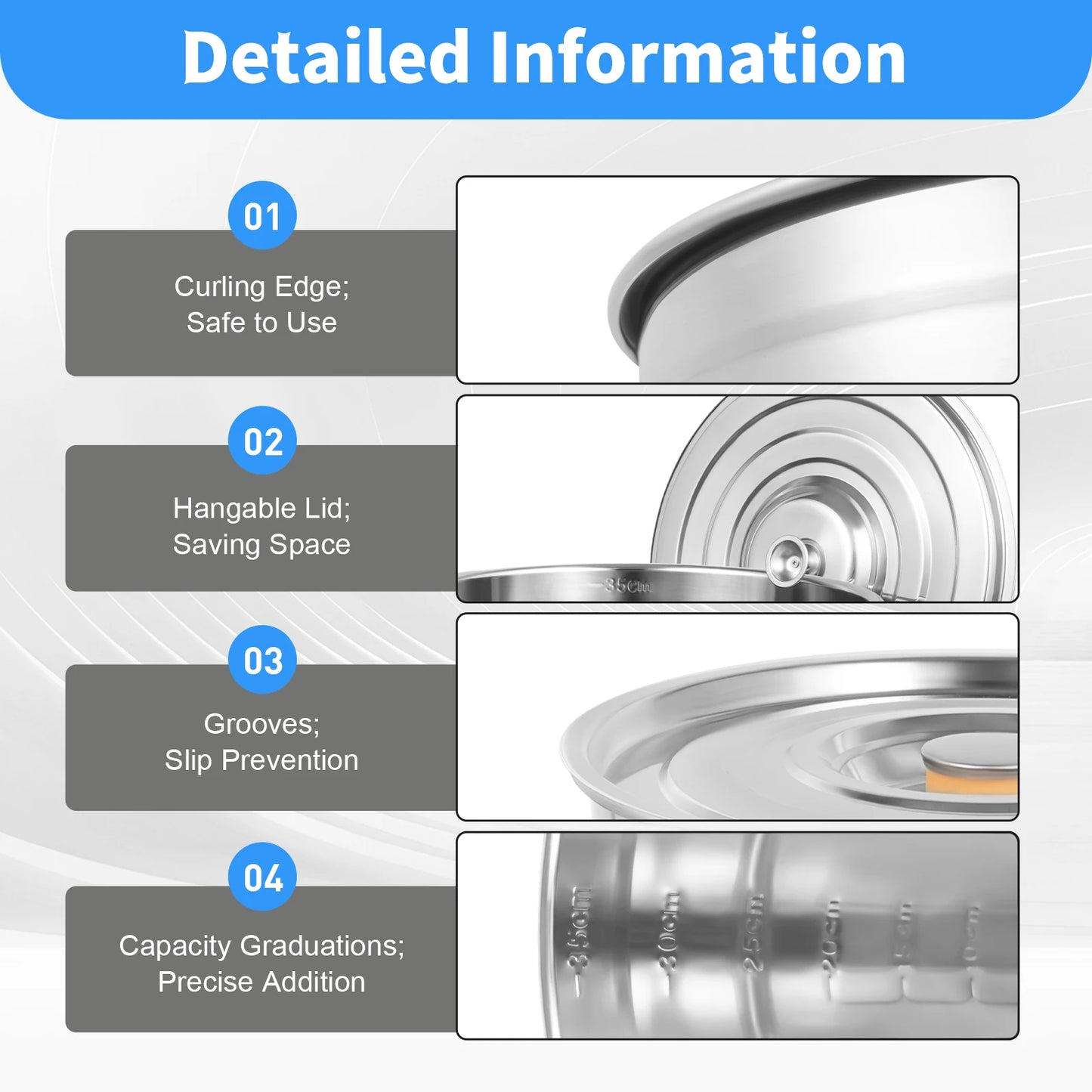 35/50/70L Soup Pot with Cover&Handles, Multi-functional Stainless Steel Stock Pot for Storing Liquid/solid Items