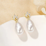 Oxtao Leaf & Pearl-Detail Drop Earrings — view 3