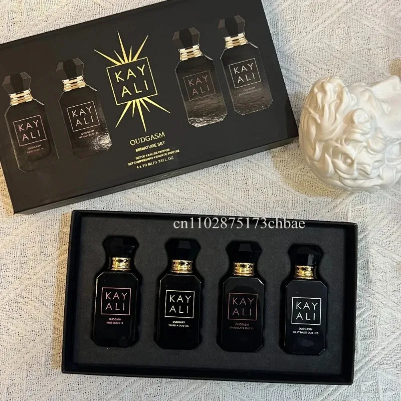 KAYALI Unisex Eau De Parfum Set 4x10ml Long Lasting Floral Fruity Musk Vanilla Royale Mini Travel Perfume Collection