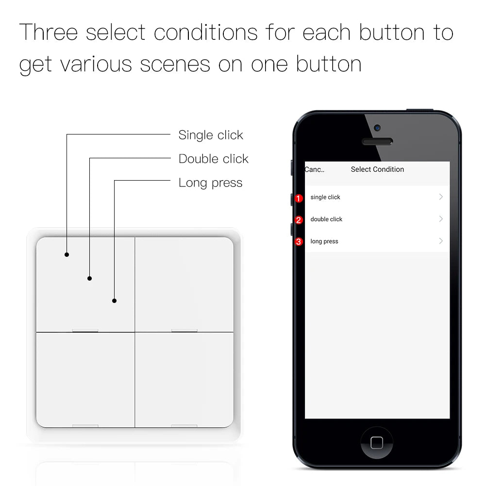 Moes ZigBee Wireless Scene Switch 12 control modes Handheld Push Button Setup Home Automation Scenario Tuya Smart Devices