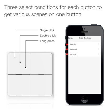 Moes ZigBee Wireless Scene Switch 12 control modes Handheld Push Button Setup Home Automation Scenario Tuya Smart Devices