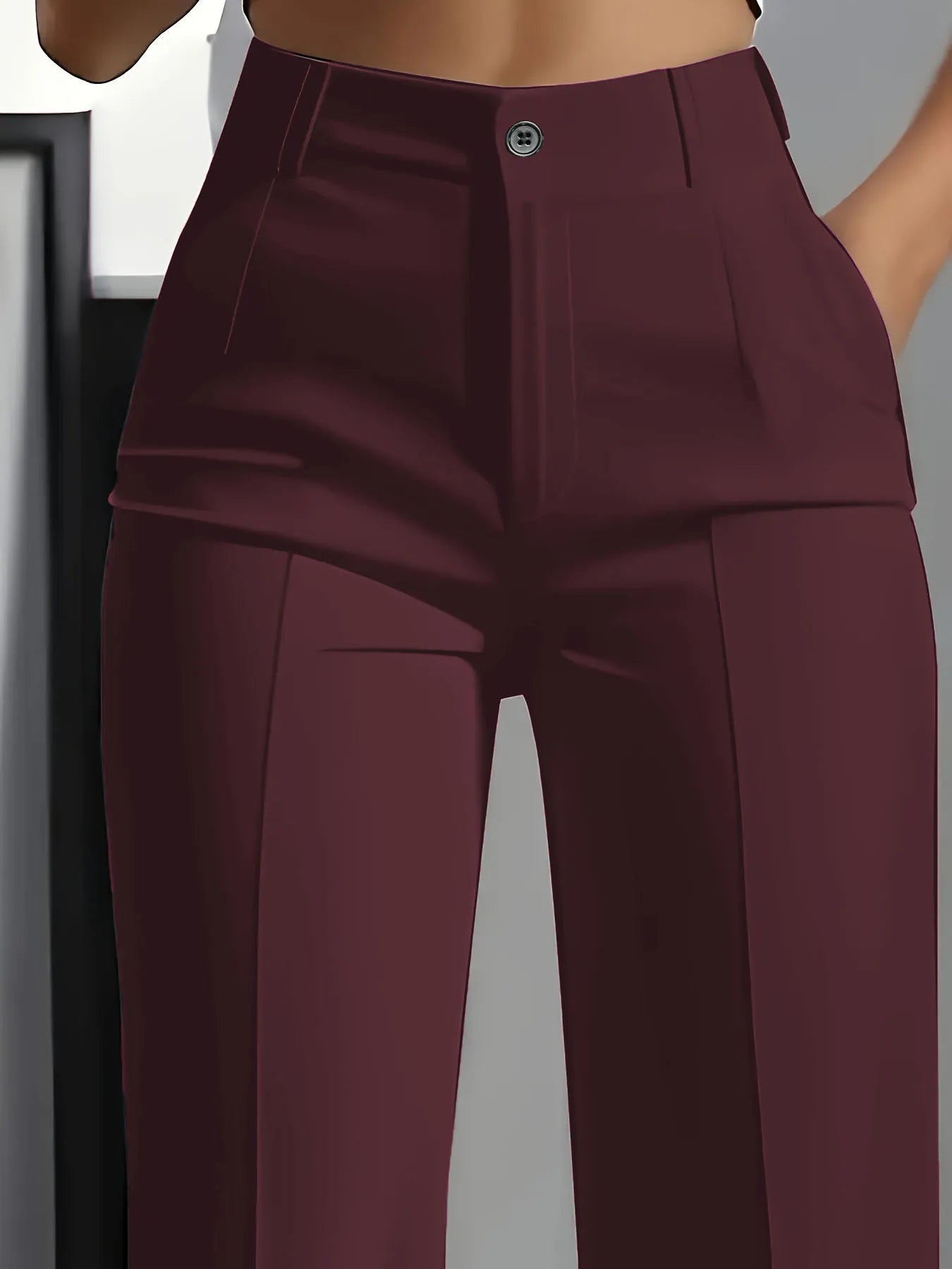 Women's High-Waisted Straight-Leg Trousers Formal Office Trousers Slim-Fit Cut Classic Solid-Colour Suit Trousers