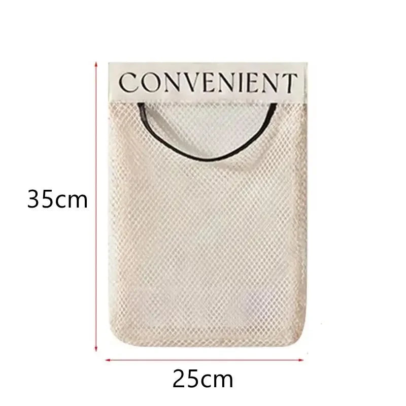 1/4PCS Wall Mount Mesh Storage Bag Garbage Holder Plastic Shopping Bags Dispenser Sundries Bag Net Storage Grocery Bag Organizer