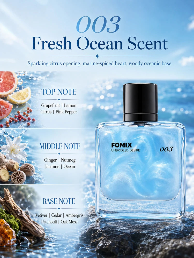 FOMIX 2PCS Men's Perfume Set, Long Lasting Fresh Ocean & Warm Seductive Eau De Parfum Spray, Citrus Floral Musk Woody Cologne, Day Night Portable Fragrance Gift for Him