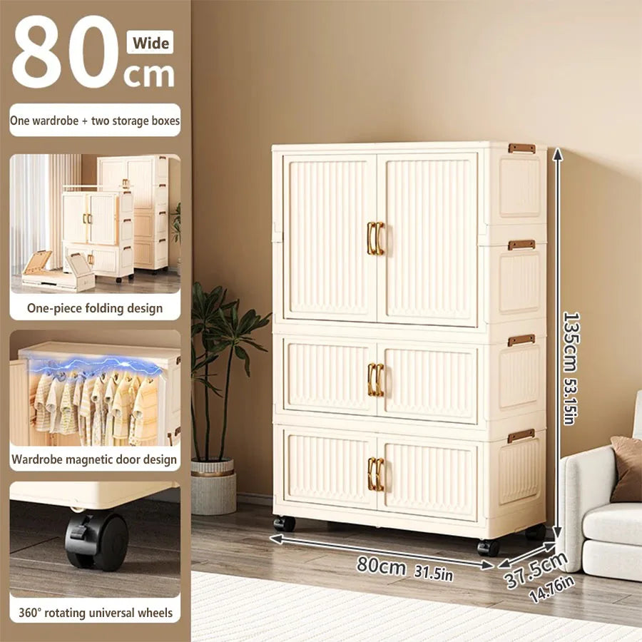 Large Capacity Dustproof Wardrobe Sundries Cabinet Multifunction Folding Storage Cabinet Locker Closet Organizer