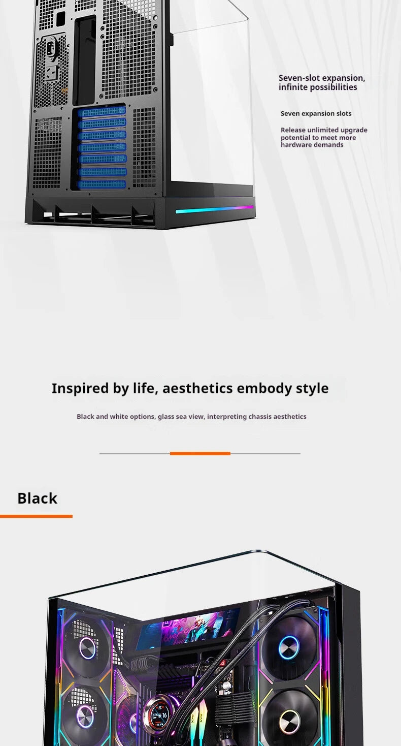 WJCOOLMAN AITO Plus ATX PC case 9.16-inch screen RGB light strip 360 water cooler Integrated curved glass computer case