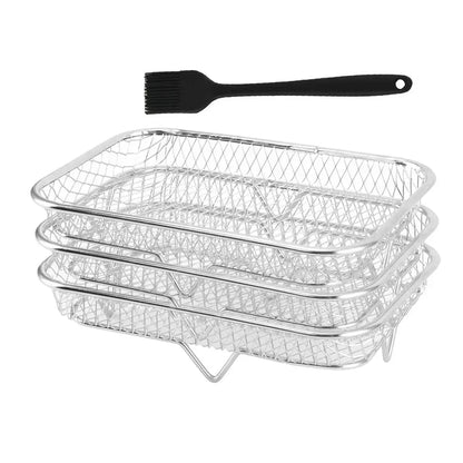 Air Fryer Rack Baking Tray Stackable Grilling304Stainless Steel Airfryer Oven Grill Steamer Cooker Kitchen Gadgets Cooking Tools