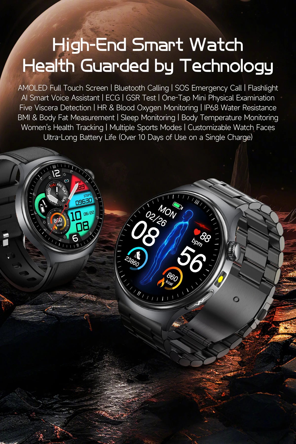 2026New High-end Health Smart Watch For Men Women Blood Lipids Uric Acid Blood Pressure Accurate Data ECG+PPG BT Call Smartwatch