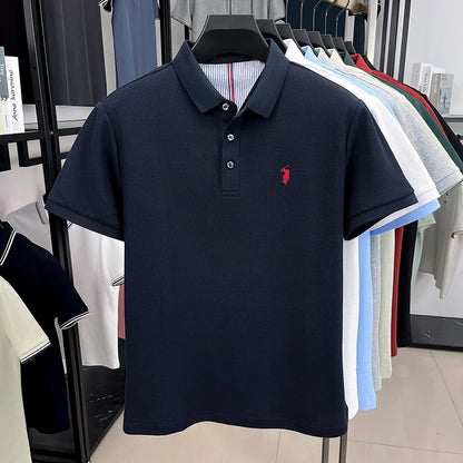 100% pure cotton short sleeved men's polo shirt summer fashion high-end brand pony embroidery golf top casual business T-shirt