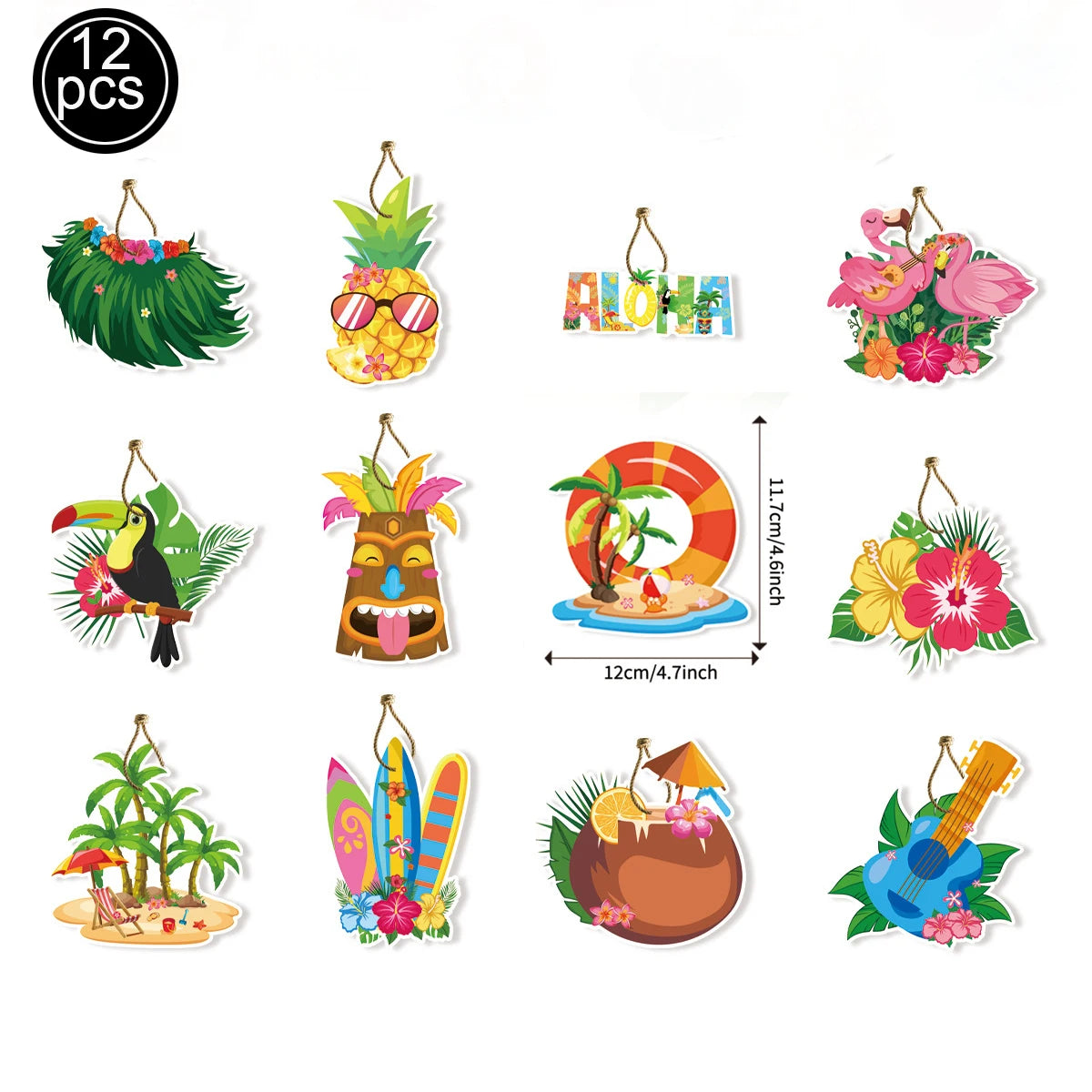 Hawaiian Party Photo Props Decorations Summer Beach Tropical Flamingo Party Supplies Aloha Banner Hawaiian Party DIY Supplies